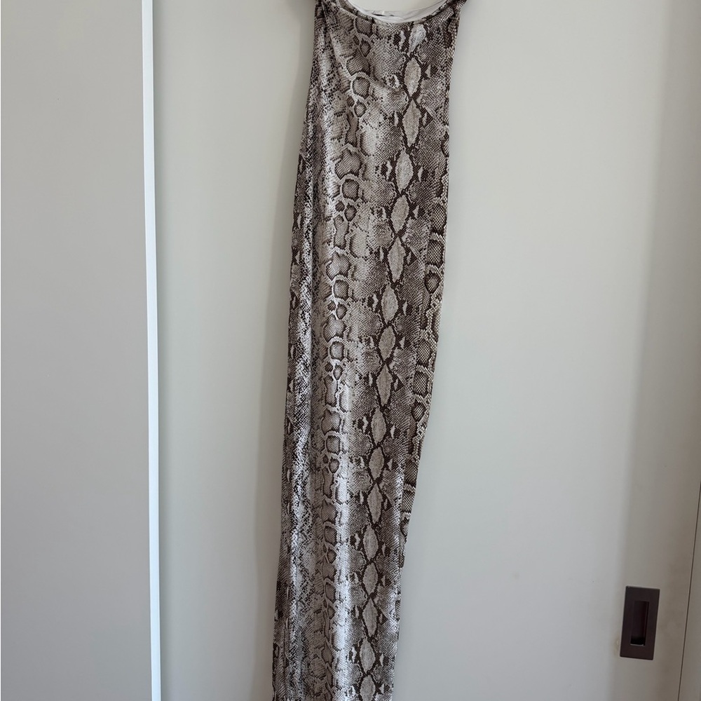 Snake Print Maxi Dress - Neutral Brown/Gray